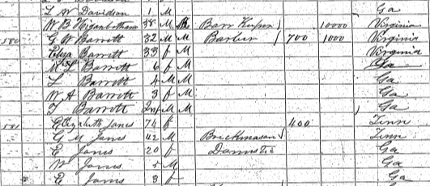 1860 Floyd County Georgia free family of color census entry