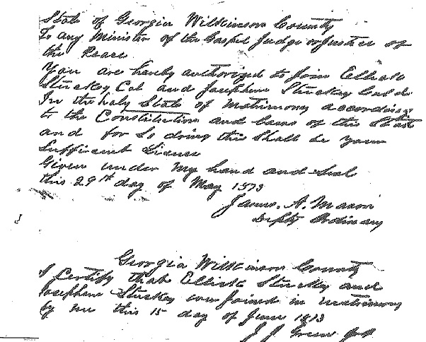 Marriage Certificate of Sherman Stuckey and Josephine Stuckey
